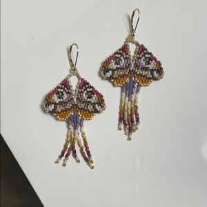 Handcrafted Beaded Moth Earrings